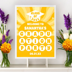 Poster Bienvenue à la fête de graduation Retro Sunshine