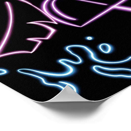 Poster Bienvenue à la fête de la piscine en noir Neon Glu (Coin)