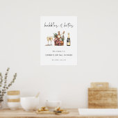 Poster Bienvenue à la fête de mariage Bubbles and Bites (Cuisine)