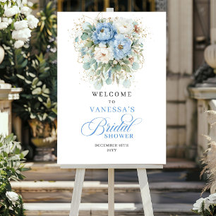 Poster Bienvenue à la fête de mariage Eucalyptus Bleu Cla
