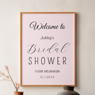 Poster Bienvenue à la fête de mariage rose poudré