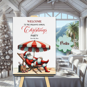 Poster Bienvenue à la fête de Noël de Santa sous un paras