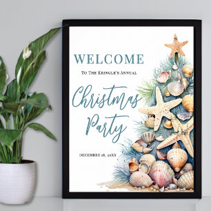 Poster Bienvenue à la fête de Noël sur la plage