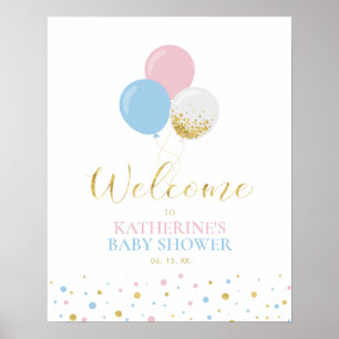 Poster Bienvenue à la fête de révélation du sexe de bébé