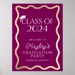 Poster Bienvenue à la fête d'obtention du diplôme de vin