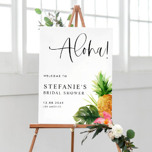 Poster Bienvenue à la fête prénuptiale Aloha Pineapple Su