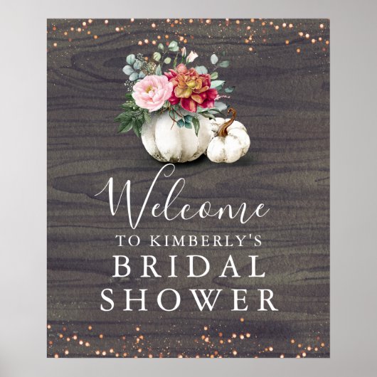 Poster Bienvenue à la fête prénuptiale de citrouilles flo (Devant)