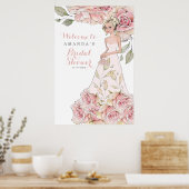 Poster Bienvenue à la fête prénuptiale de la mariée Rose  (Cuisine)