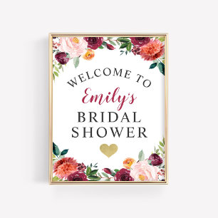 Poster Bienvenue à la fête prénuptiale Rustique Bourgogne