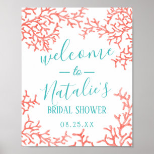 Poster Bienvenue à la fête prénuptiale sur le récif coral