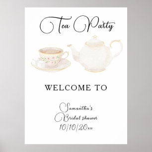 Poster Bienvenue à la fête prénuptiale Tea Party