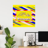 POSTER BIENVENUE À LA MAISON LETTRES D'ARGENT ET PLANCHER (Bureau à domicile)