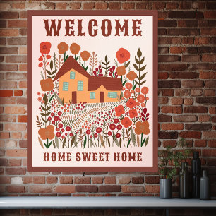 Poster BIENVENUE À LA MAISON MAISON SUCRÉE Fleurs de Ferm