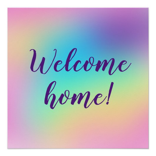 Poster Bienvenue à la maison ! Pastel Rainbow (Devant)