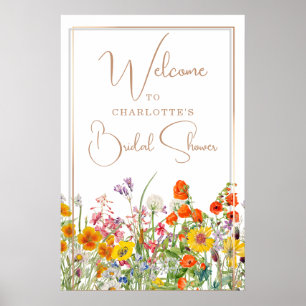 Poster Bienvenue à la Mariée avec des Fleurs Sauvages Col