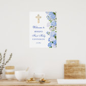 Poster Bienvenue à la Première Communion de Blue Hydrange (Cuisine)