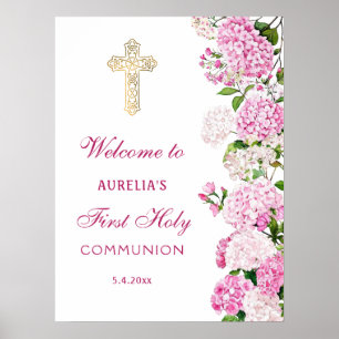 Poster Bienvenue à la Première Communion de l'Hydrangea R