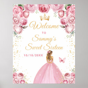 Poster Bienvenue à la Princesse aux Cheveux Blonds Roses