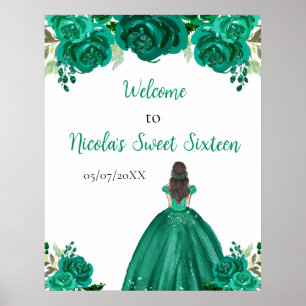 Poster Bienvenue à la Princesse aux Cheveux Bruns pour sa