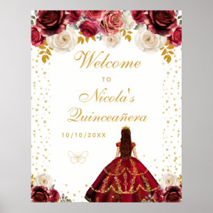 Poster Bienvenue à la Princesse Fleurie pour la Quinceañe