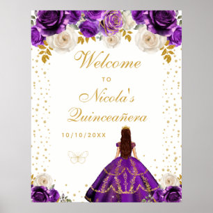 Poster Bienvenue à la Princesse Fleurie Violette pour sa