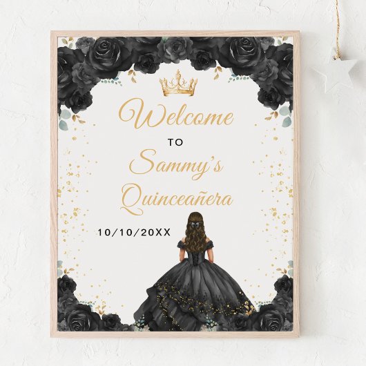 Poster Bienvenue à la princesse noire Quinceañera