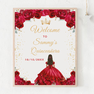 Poster Bienvenue à la Princesse Rouge Quinceañera