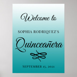Poster Bienvenue à la Quinceañera 15 ans de Viridian Gree