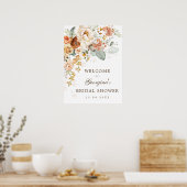 Poster Bienvenue à la réception de mariage automnale brûl (Cuisine)