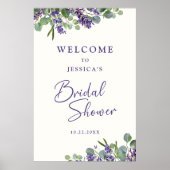 Poster Bienvenue à la réception de mariage aux fleurs aqu (Devant)