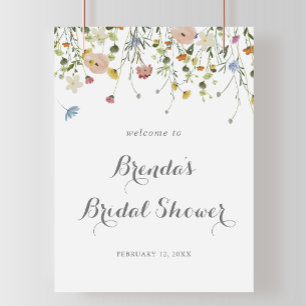 Poster Bienvenue à la réception de mariage avec des fleur