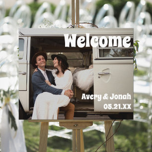 Poster Bienvenue à la réception de mariage avec photo vin