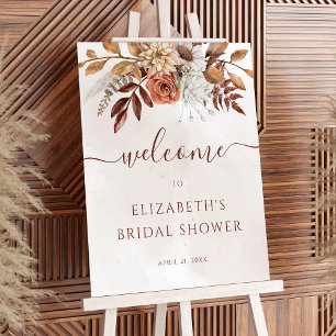 Poster Bienvenue à la réception de mariage bohème florale