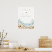 Poster Bienvenue à la réception de mariage côtier Seashel (Cuisine)