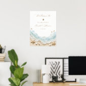 Poster Bienvenue à la réception de mariage côtier Seashel (Bureau à domicile)