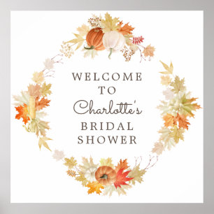 Poster Bienvenue à la réception de mariage de feuilles d'