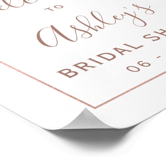 Poster Bienvenue à la réception de mariage en rose gold e (Coin)