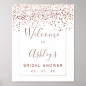 Poster Bienvenue à la réception de mariage en rose gold e (Devant)