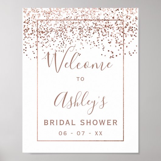 Poster Bienvenue à la réception de mariage en rose gold e (Devant)