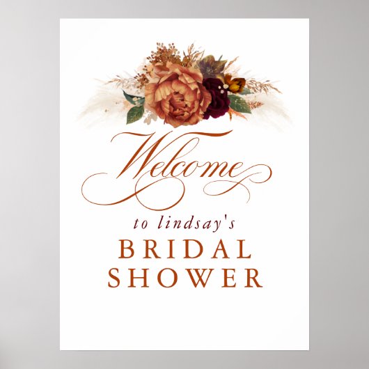 Poster Bienvenue à la réception de mariage en terre cuite (Devant)