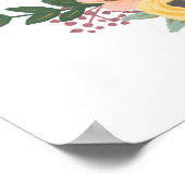 Poster Bienvenue à la réception de mariage fleurie corail (Coin)