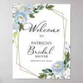 Poster Bienvenue à la réception de mariage florale géomét (Devant)