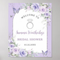 Bienvenue à la réception de mariage florale lavand