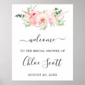 Poster Bienvenue à la réception de mariage florale rose d (Devant)