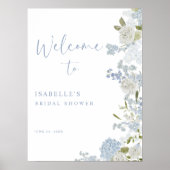 Poster Bienvenue à la réception de mariage florale verte  (Devant)