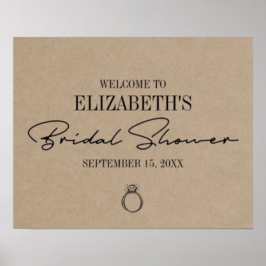 Poster Bienvenue à la réception de mariage moderne avec é (Devant)