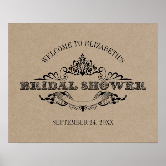 Poster Bienvenue à la réception de mariage rétro avec cad (Devant)