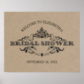 Poster Bienvenue à la réception de mariage rétro Kraft ru (Devant)