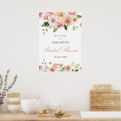 Poster Bienvenue à la réception de mariage romantique flo (Cuisine)