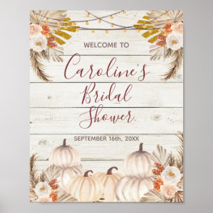 Poster Bienvenue à la réception de mariage Rustic Wood Wh